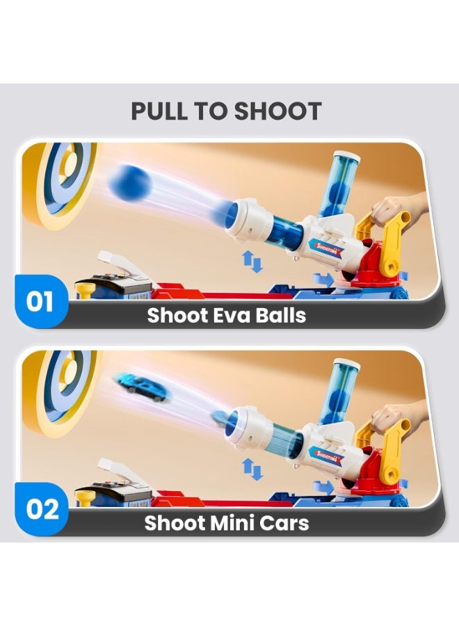Paka Rabbit Truck Toys for Kids, Large Train Toys Include 4 Racing Cars+EVA 6 Ball, with Light & Sounds, Eejection&Shooting Transport Cars Toy, Gifts for Boys Girls 3+ Year Old - Image 3